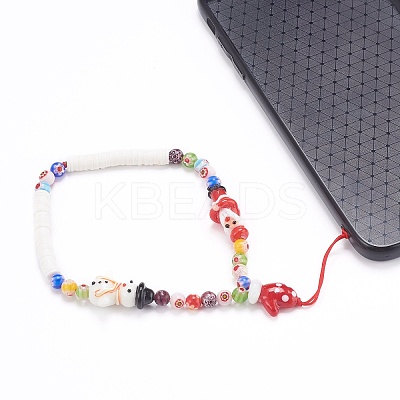Handmade Lampwork Beaded Mobile Straps for Christmas HJEW-JM00446-03-1