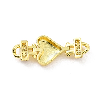Eco-friendly Rack Plating Brass Micro Pave Clear Cubic Zirconia Connector Charms KK-F843-05G-1