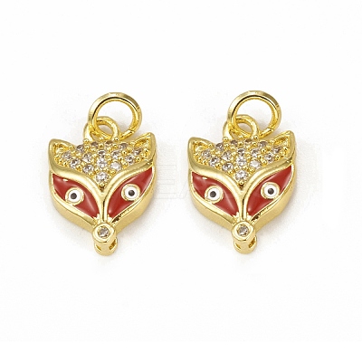 Brass Micro Pave Cubic Zirconia Charms KK-E068-VB029-1-1