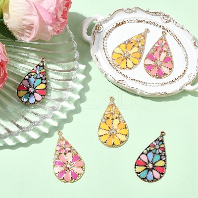 6Pcs 3 Colors Alloy Enamel Pendants FIND-YW0009-99-1