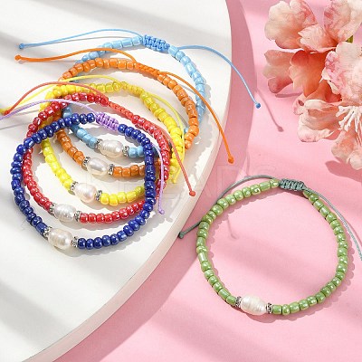 6Pcs 6 Colors Glass Seed Bead Bracelets BJEW-JB09991-1