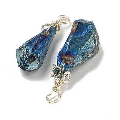 Electroplated Platinum Palted Copper Wire Wrapped Natural Quartz Crystal Pendants G-L133-07I-1