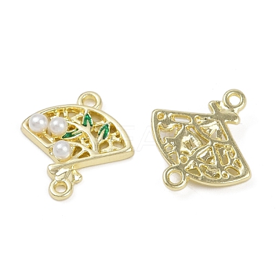 Alloy Green Enamel Fan Connector Charms FIND-M079-07A-G-1
