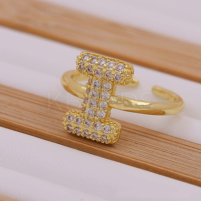 Brass Micro Pave Clear Cubic Zirconia Initial Cuff Rings FS-WGB210B-10-1