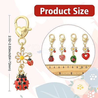 4Pcs 4 Styles Alloy Enamel Keychains KEYC-CJ00011-1