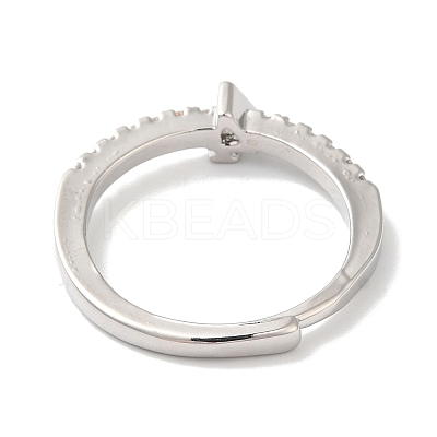 Rack Plating Brass Clear Cubic Zirconia Number 4 Adjustable Rings for Women RJEW-S407-09P-04-1