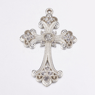 Alloy Rhinestone Cross Big Pendants LS-ALRI-1475-S-NR-1