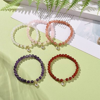 Gemstone Bead Stretch Bracelets BJEW-JB09126-1
