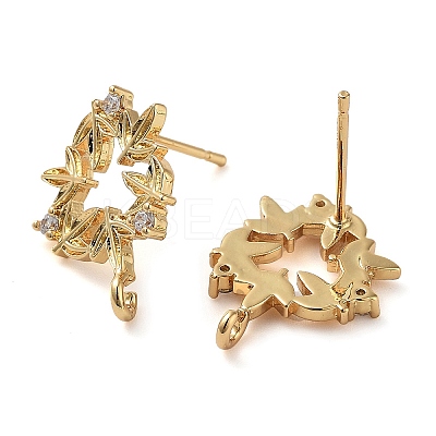 Brass Micro Pave Cubic Zirconia Studs Earring Findings KK-K364-07G-1