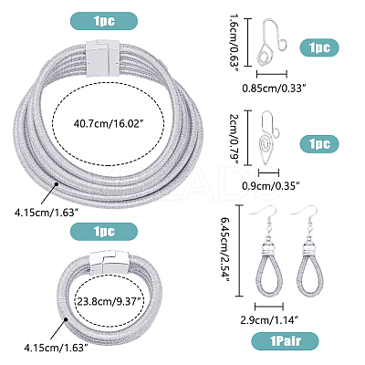 Plastic Teardrop Dangle Earrings & Multi Layer Necklace & Multi-strand Bracelet & 2Pcs Stainless Steel Clip on Nose Rings SJEW-FI0001-32C-1