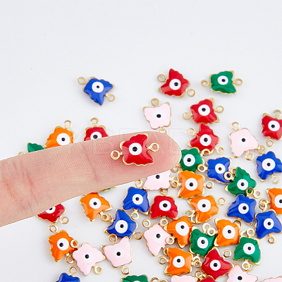 50Pcs 5 Colors Evil Eye 304 Stainless Steel Enamel Connector Charms STAS-DC0013-22-1