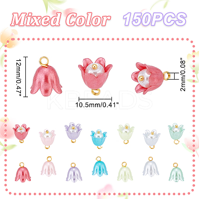 150Pcs Spray Paint ABS Plastic Imitation Pearl Charms FIND-GA0002-72-1