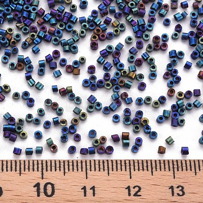 Frosted Plated Glass Cylinder Beads SEED-S047-F-001-1