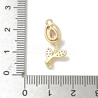 Brass Pave Cubic Zirconia Tulip Flower Connector Charms KK-I276-51G-02-1