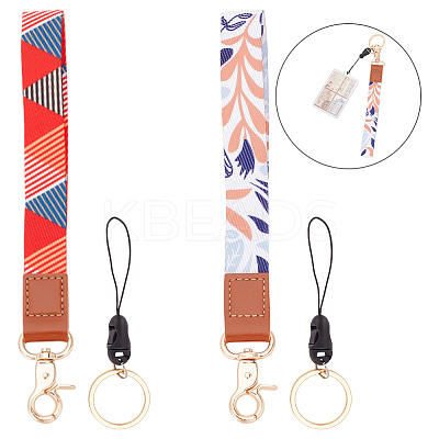 2Pcs 2 Colors Polyester Hand Wrist Lanyard for Phone Decoration Key Chain HJEW-GO0001-03-1