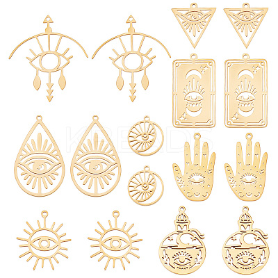 16Pcs 8 Style 201 & 304 Stainless Steel Pendants STAS-SC0004-57-1
