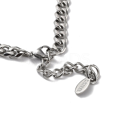 Non-Tarnish 304 Stainless Steel Diamond Cut Cuban Link Chain Necklace NJEW-D045-09P-1