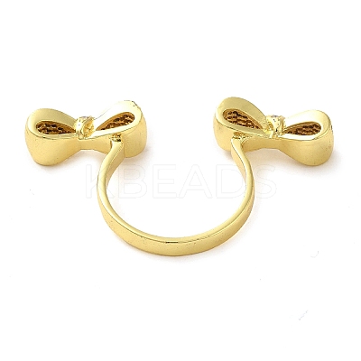 Brass Micro Pave Cubic Zirconia Cuff Rings RJEW-P102-04G-1