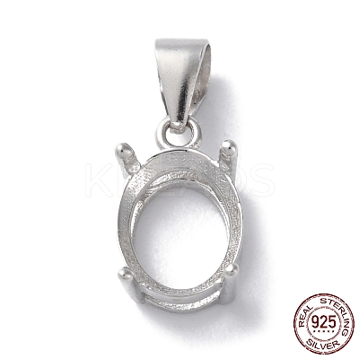Rhodium Plated Rack Plating 925 Sterling Silver Pendants Cabochon Settings STER-NH0001-48P-1