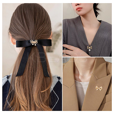9Pcs 9 Styles Bowknot Shape Alloy Rhinestone Lapel Pin Backs for Backpack Clothes JEWB-TA0001-26-1