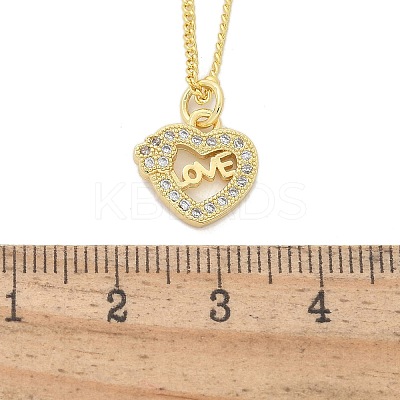 Brass Micro Pave Clear Cubic Zirconia Hollow Love Heart Pendant Necklaces for Women NJEW-M088-02G-03-1