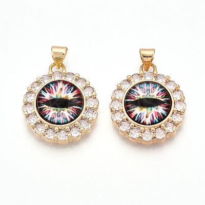 Brass Micro Pave Clear Cubic Zirconia Pendants for Women KK-T070-92A-03-1