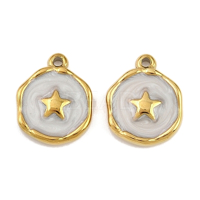 304 Stainless Steel with Enamel Pendants STAS-Z166-19G-01-1