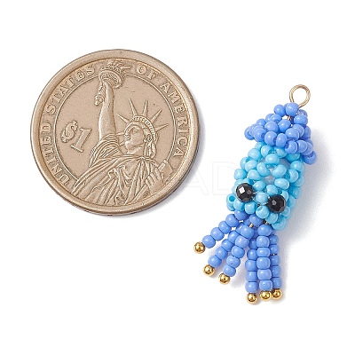 Handmade Glass Seed Beaded Octopus Shape Pendants PALLOY-MZ00934-1