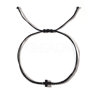 3Pcs Synthetic Stone Cross Braided Cord Adjustable Bracelet Sets CC2534-2-1