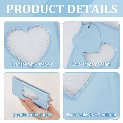 3 Inch PVC Mini Heart Hollow Photocard Holder Book AJEW-WH0038-65P-03-1
