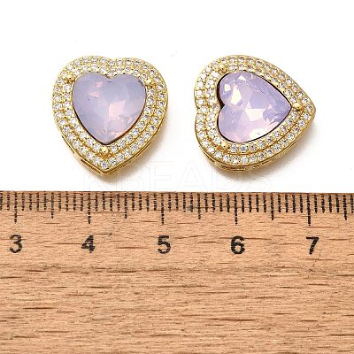 Heart Brass Glass Beads KK-Q043-27G-01-1