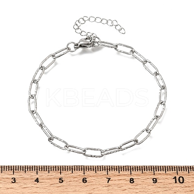 4MM 304 Stainless Steel Textured Paperclip Chain Bracelets for Man and Women SA-CBAB767-13P-1