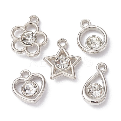 50Pcs 5 Styles Plastic with Resin Rhinestone Pendants KY-CJ0001-94-1