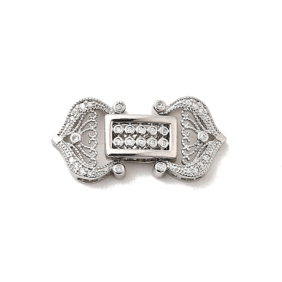Brass Micro Pave Clear Cubic Zirconia Watch Band Clasps KK-A266-20P-1