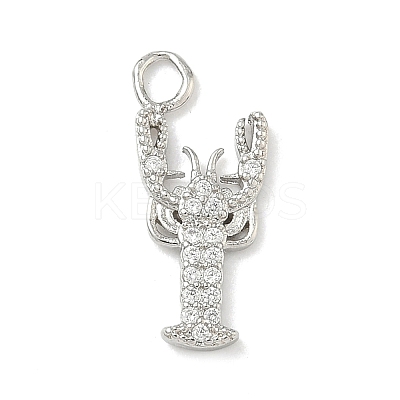 Brass Micro Pave Clear Cubic Zirconia Pendants KK-H528-04B-P-1