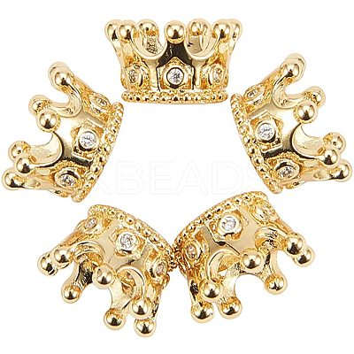 Rack Plating Brass Micro Pave Cubic Zirconia Beads ZIRC-NB0001-08-1