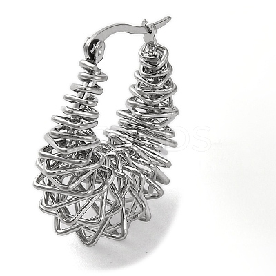 304 Stainless Steel Teardrop Hoop Earrings EJEW-K295-05P-1