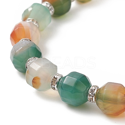 Dyed Natural Agate Beaded Stretch Bracelet Sets BJEW-JB09180-1