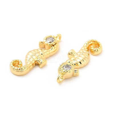 Brass Micro Pave Clear Cubic Zirconia Pendants KK-G447-15G-1