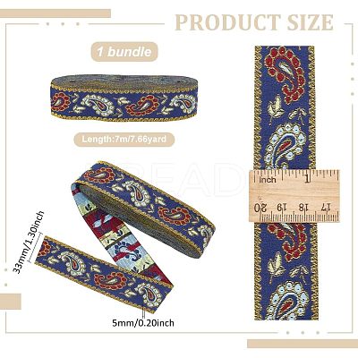 Ethnic Style Embroidery Polyester Ribbon SRIB-WH0007-02B-1