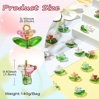 Glass Flower Pendants PALLOY-CJ00038-1