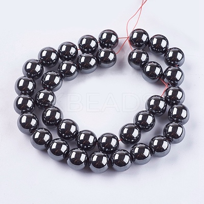 Non-Magnetic Synthetic Hematite Beads Strands G-H1624-12mm-1-1