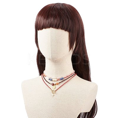 4Pcs 4 Style Cross and Virgin Mary Brass & Alloy Charms Necklaces Set NJEW-JN04018-1