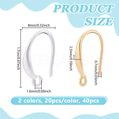 40Pcs 2 Colors Brass Earring Hooks KK-UN0004-59-1