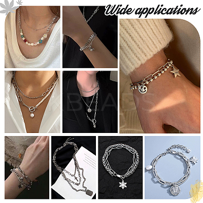 DIY 304 Stainless Steel Box Chain Braceelet Necklace Making Kit DIY-UN0006-03-1