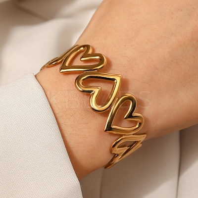 304 Stainless Steel Cuff Bangles for Women BJEW-Z130-01G-1