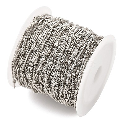 304 Stainless Steel Rondelle Beaded Satellite Chains CHS-G040-03P-1