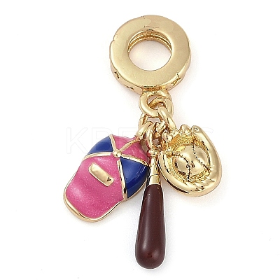 Rack Plating Brass Enamel Sports European Dangle Charms KK-P287-35C-G-1
