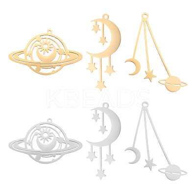 6Pcs 6 Styles 201 Stainless Steel Pendants STAS-UN0034-03-1