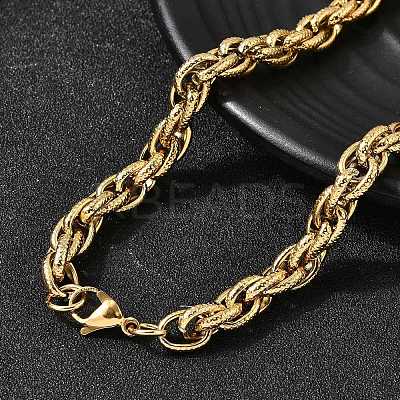 304 Stainless Steel Rope Chain Necklaces for Women NJEW-I065-20C-02G-1